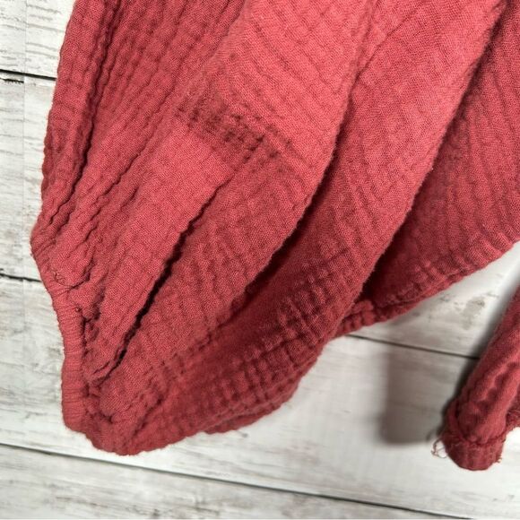 The Impeccable Pig Crinkle Cotton Babydoll Rust Bohemian Oversized Top M - Picture 7 of 12